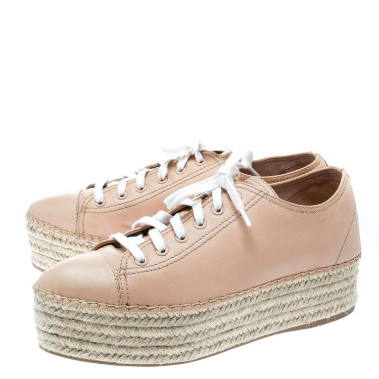 Pre Owned Miu Miu Dusty Pink Espadrille Platform Sneakers Size 40