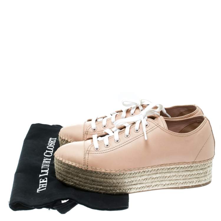 Pre Owned Miu Miu Dusty Pink Espadrille Platform Sneakers Size 40