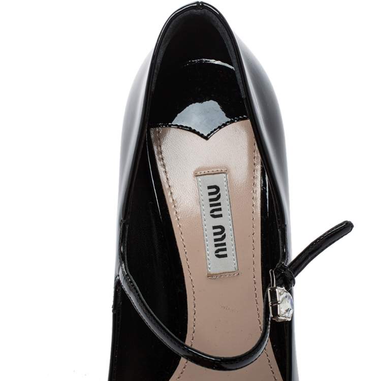 Pre Owned Miu Miu Black Patent Leather Mary Jane  Pumps Size 37