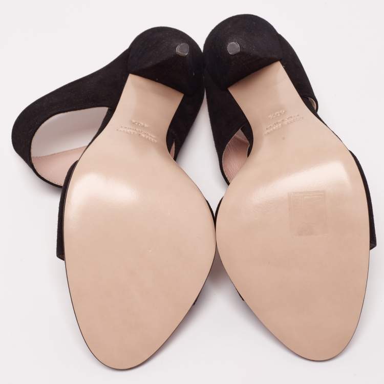 Pre Owned Miu Miu Black Suede Banded Sandals Size 40.5