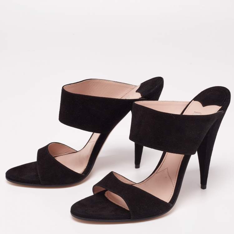 Pre Owned Miu Miu Black Suede Banded Sandals Size 40.5