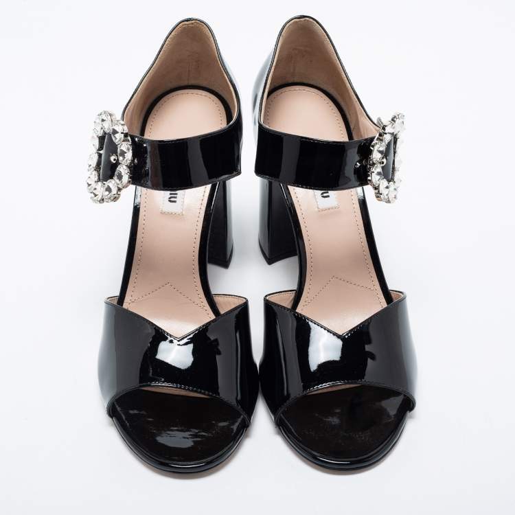 مملوكة مسبقًا Miu Miu Black Patent Leather Mary Jane Pumps Size 40