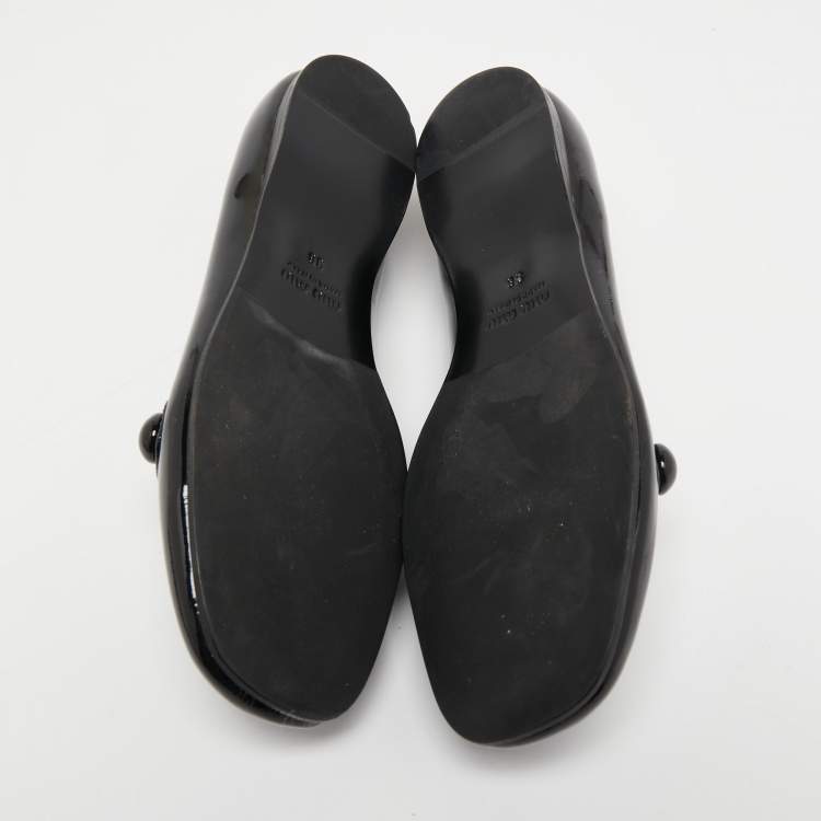 Pre Owned Miu Miu Black Patent Leather Slip On Loafers Size 36