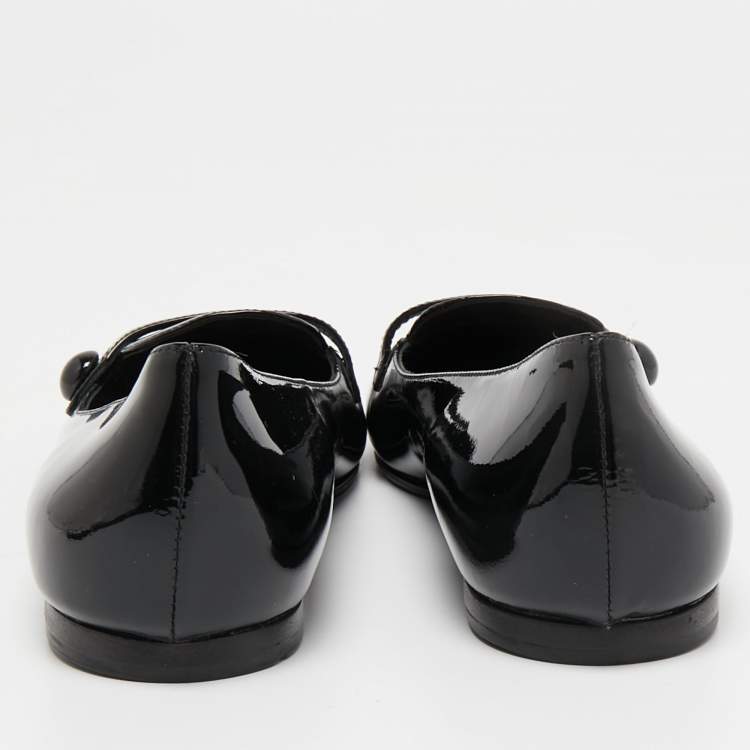 Pre Owned Miu Miu Black Patent Leather Slip On Loafers Size 36