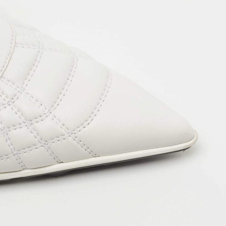 Pre Owned Miu Miu White Leather Pointed Toe Sneaker Pumps Size 40
