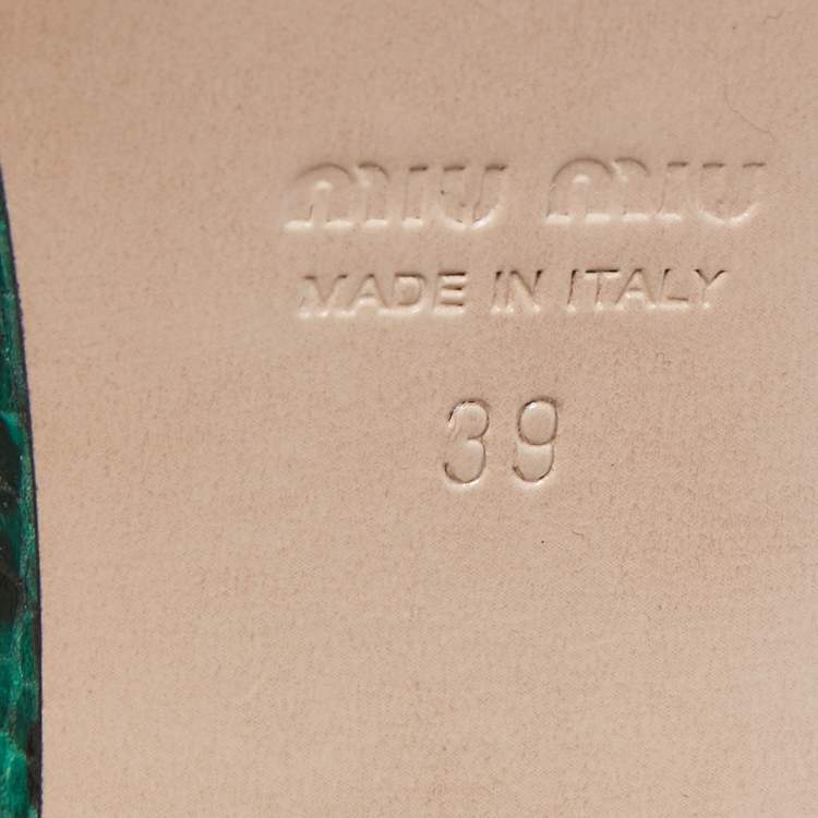 Pre Owned Miu Miu Green Python Leather Embossed Platform Pumps Size 39 