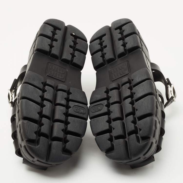 Pre Owned Miu Miu Black Rubber Eva Platform Sandals Size 39