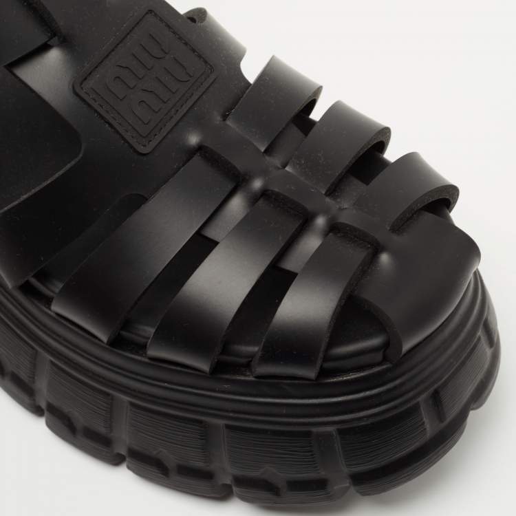 Pre Owned Miu Miu Black Rubber Eva Platform Sandals Size 39
