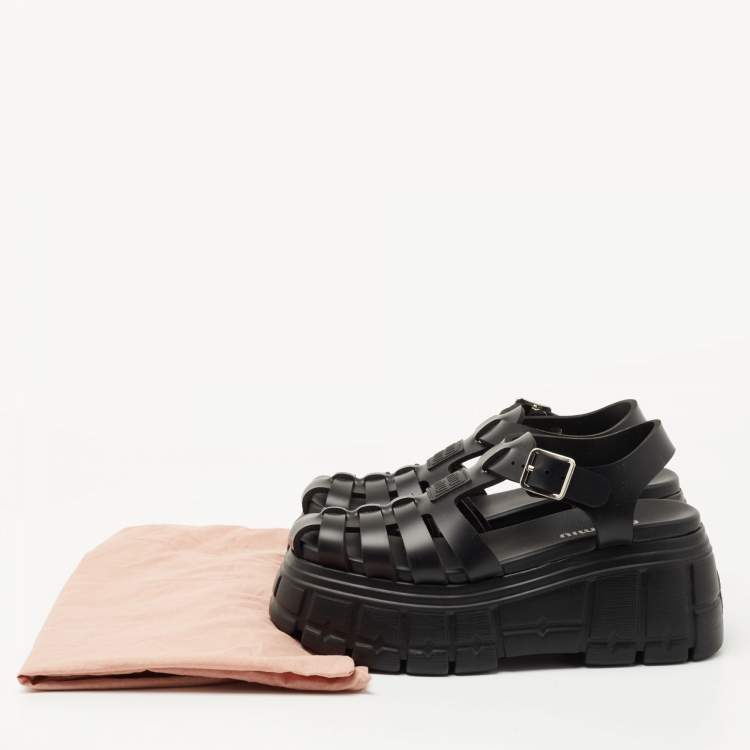 Pre Owned Miu Miu Black Rubber Eva Platform Sandals Size 39