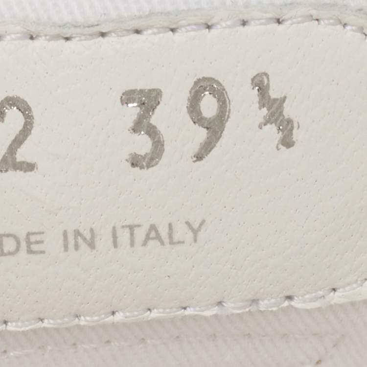 Pre Owned Miu Miu White/Pink Leather and Fabric Lace Up Sneakers Size 39.5