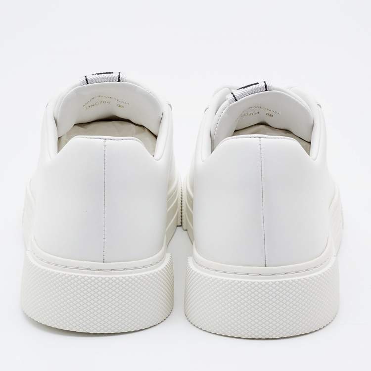 Pre Owned Miu Miu White Leather Lace Up Sneakers Size 38