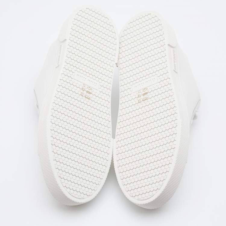 Pre Owned Miu Miu White Leather Lace Up Sneakers Size 38