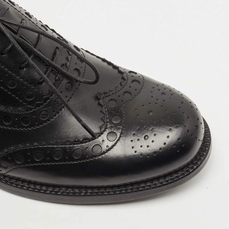 Pre Owned Miu Miu Black Brogue Leather Oxfords Size 39