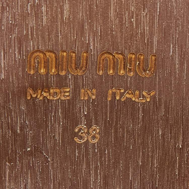 Pre Owned Miu Miu Brown Leather Platform Wedge Ankle Strap Sandals Size 38