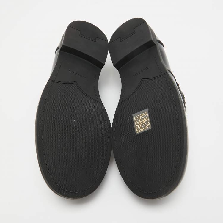 Pre Owned Miu Miu Black Leather Slip On Loafers Size 39