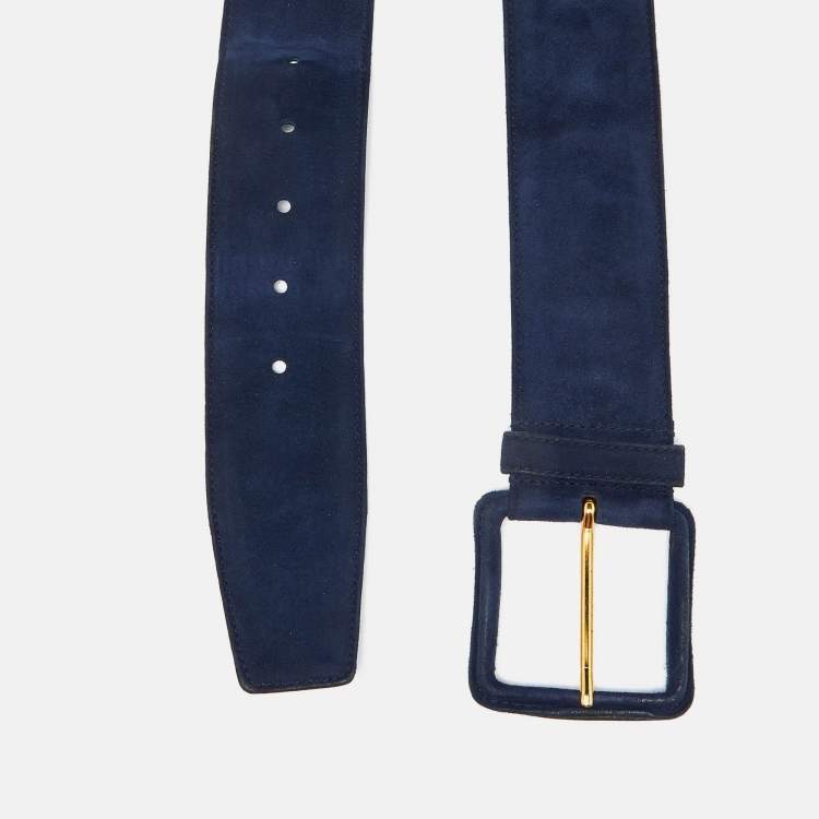 Pre Owned Miu Miu Blue Suede Waist Belt 75CM