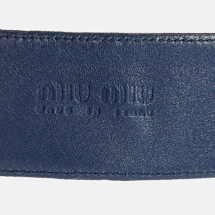 Pre Owned Miu Miu Blue Suede Waist Belt 75CM