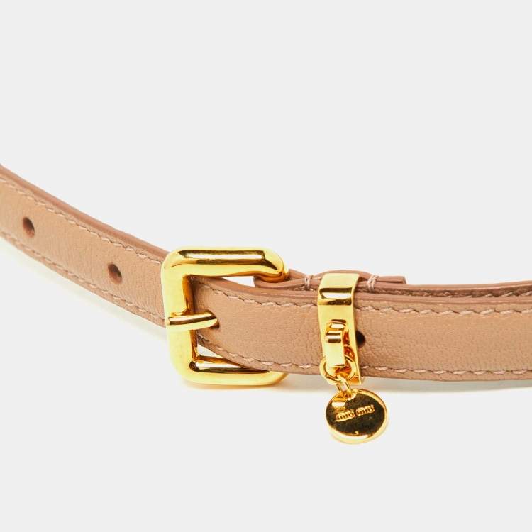 Pre Owned Miu Miu Pink Leather Slim Waist Belt 75CM