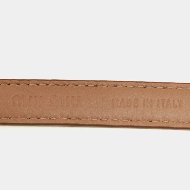 Pre Owned Miu Miu Pink Leather Slim Waist Belt 75CM