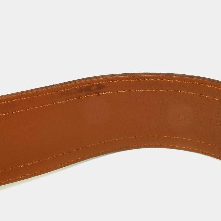 Pre Owned Miu Miu Brown Leather Wide Waist Buckle Belt 85CM