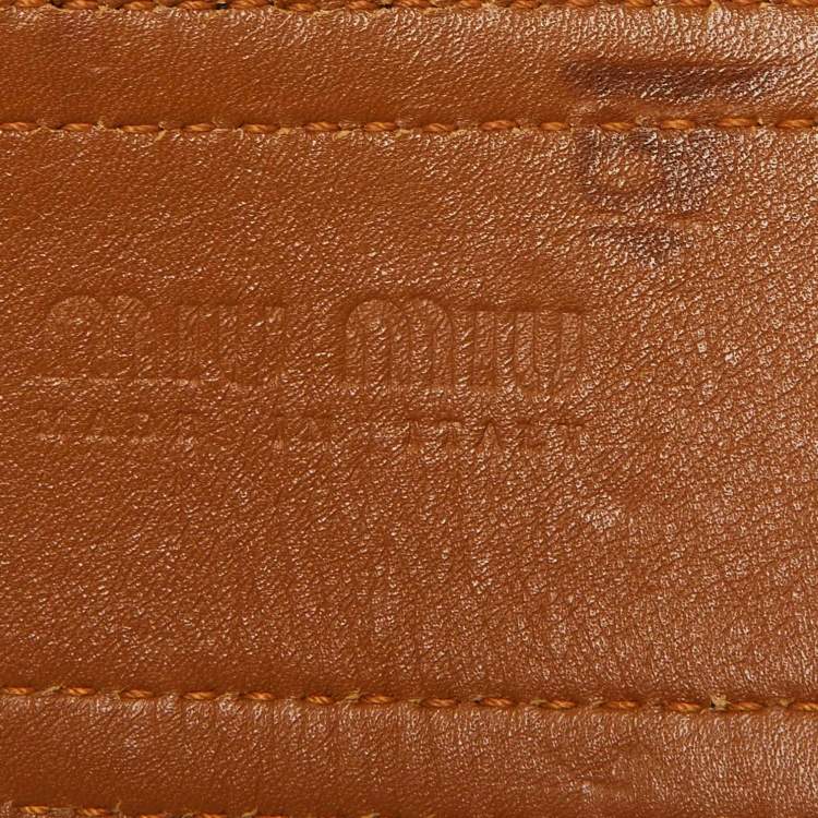 Pre Owned Miu Miu Brown Leather Wide Waist Buckle Belt 85CM