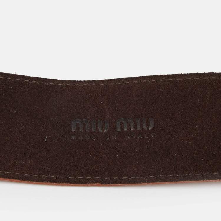 Pre Owned Miu Miu Orange Suede Clasp Belt 70 CM