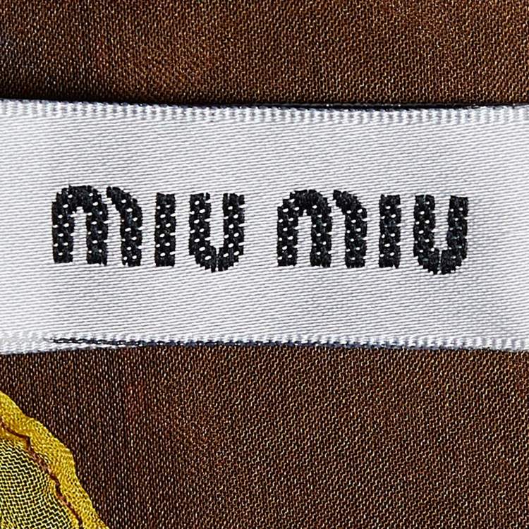 Pre Owned Miu Miu Brown Printed Silk Stole 