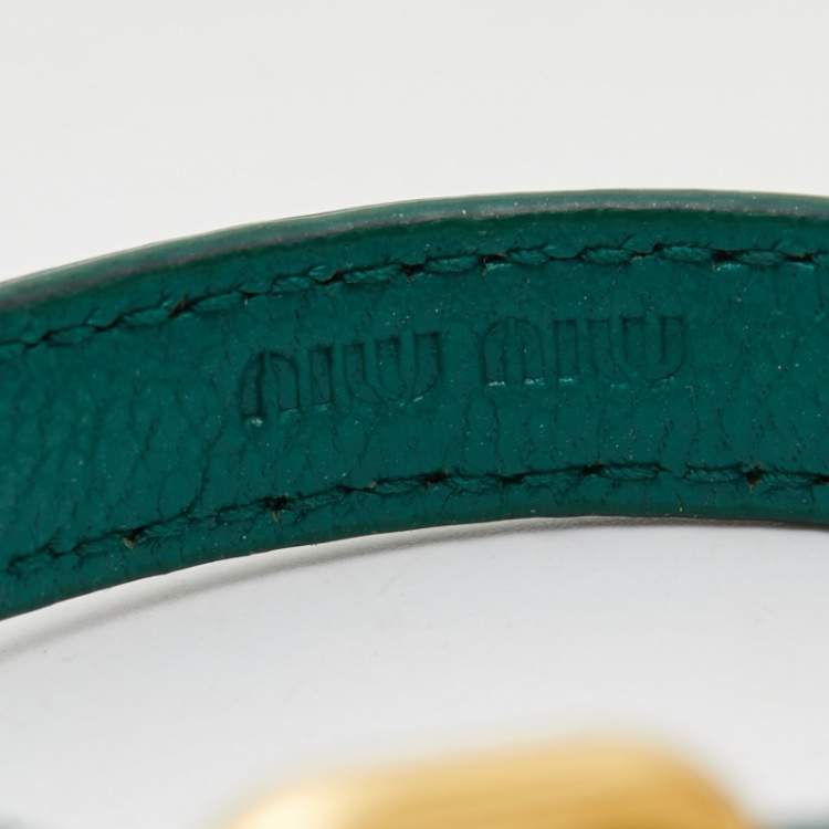 Pre Owned Miu Miu Leather Gold Tone Bracelet