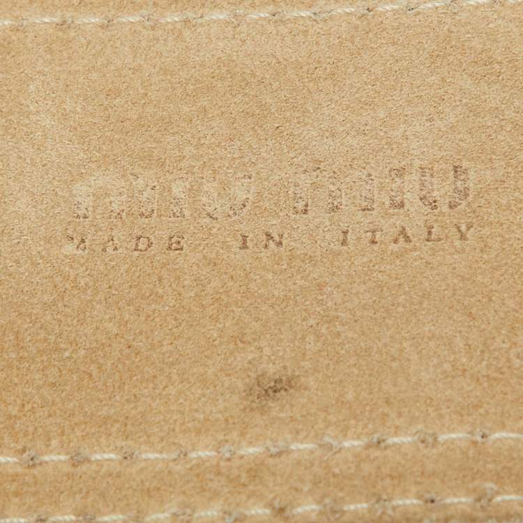 Pre Owned Miu Miu Off White Leather Buckle Waist Belt 85CM