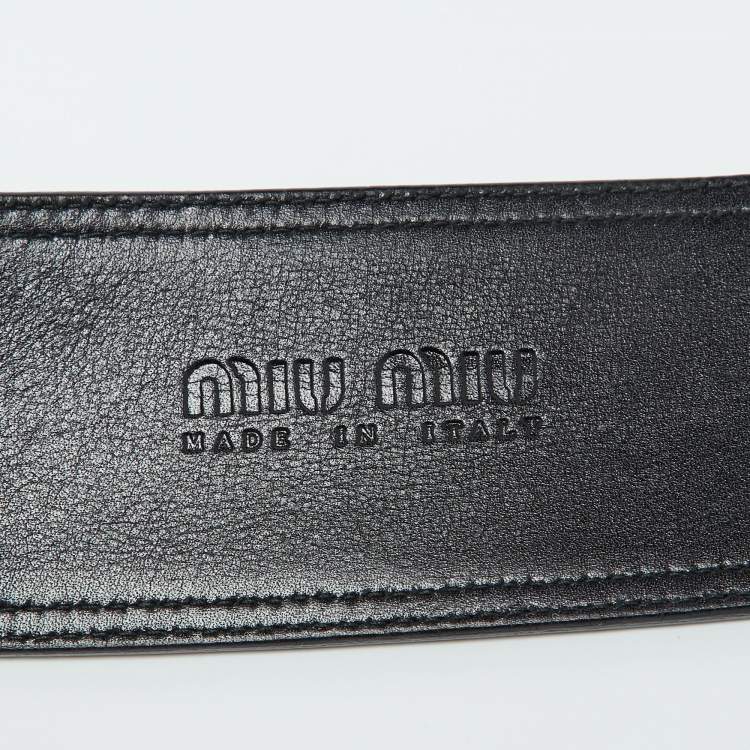Pre Owned Miu Miu Metallic Silver/Gold Patent Leather Waist Belt 85CM