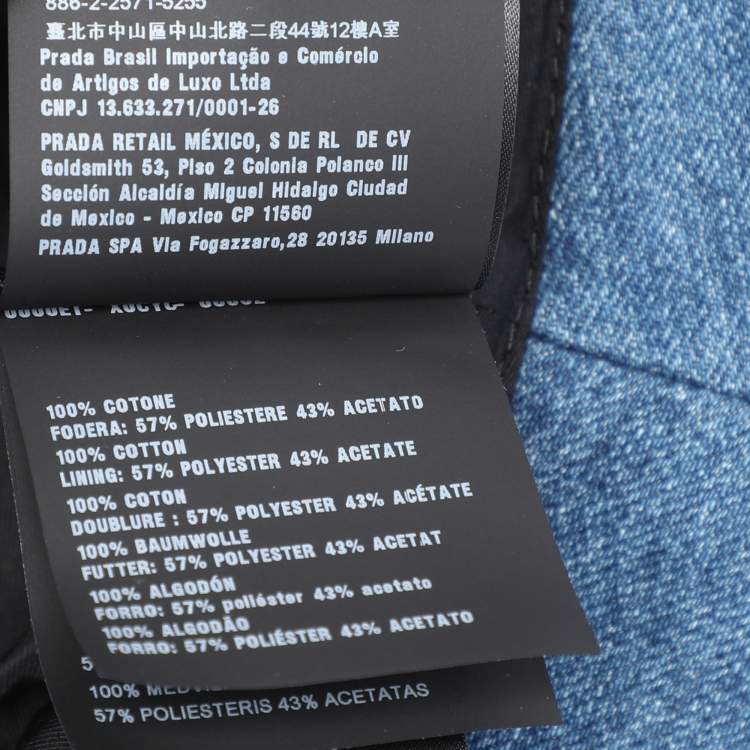 Pre Owned Miu Miu Blue Denim Logo Bucket Hat  