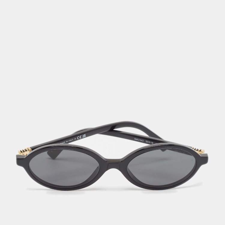 Pre Owned Miu Miu Black SMU 04Z Oval Sunglasses