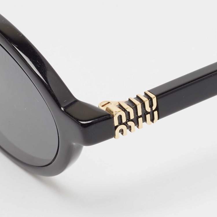 Pre Owned Miu Miu Black SMU 04Z Oval Sunglasses