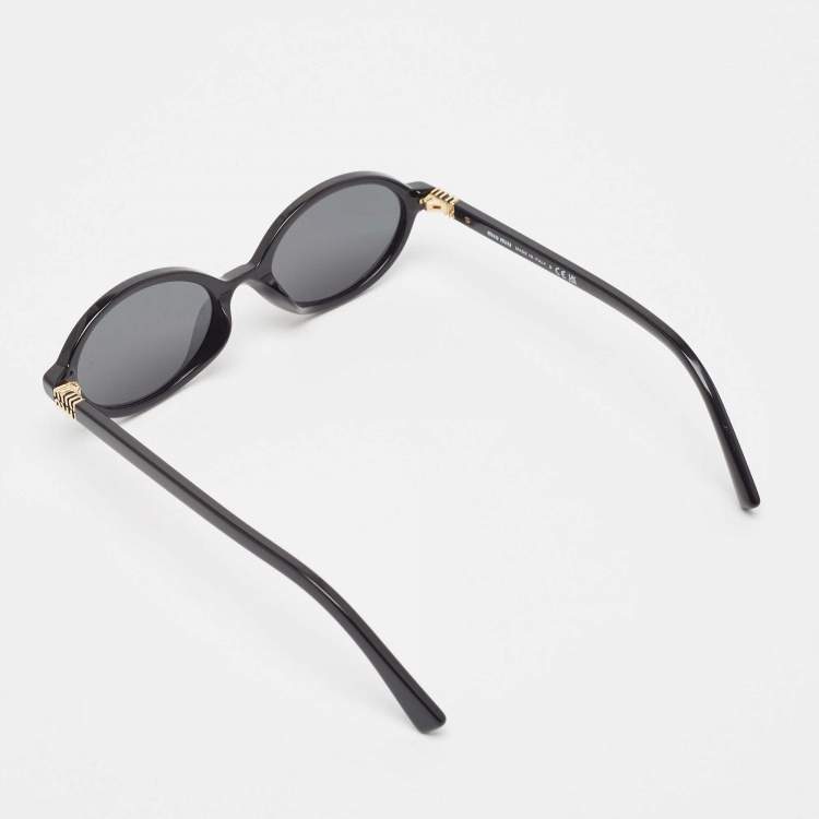 Pre Owned Miu Miu Black SMU 04Z Oval Sunglasses