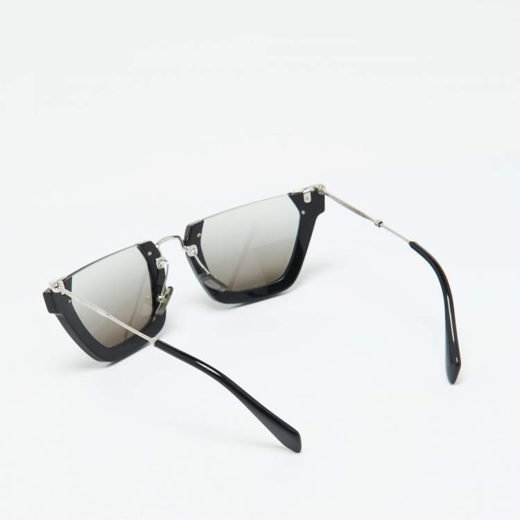 Pre Owned Miu Miu Black/Grey Gradient SMU12Q Wink Semi-Rimless Sunglasses