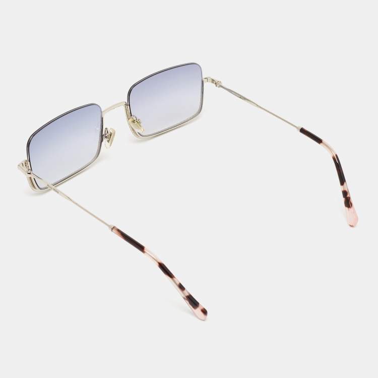 Pre Owned Miu Miu Blue Gradient SMU 70 U Crystals Square Frame Sunglasses