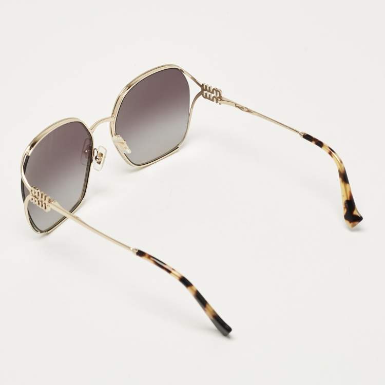 Pre Owned Miu Miu Black/Gold Gradient SMU52W Oversized Sunglasses