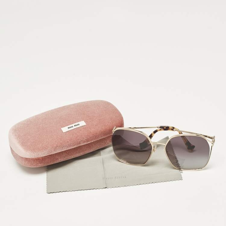 Pre Owned Miu Miu Black/Gold Gradient SMU52W Oversized Sunglasses
