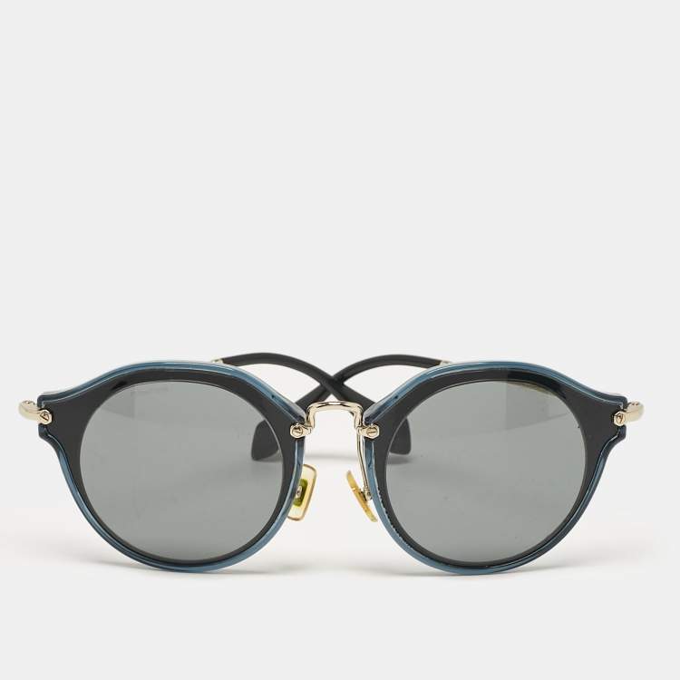 Pre Owned Miu Miu Bicolor/Grey SMU51S Round Sunglasses