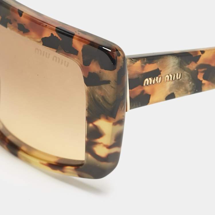 Pre Owned Miu Miu Havana/Brown Gradient SMU05O Rectangle Sunglasses