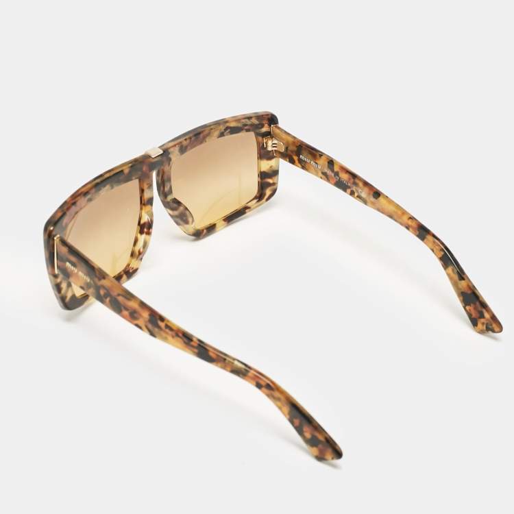 Pre Owned Miu Miu Havana/Brown Gradient SMU05O Rectangle Sunglasses