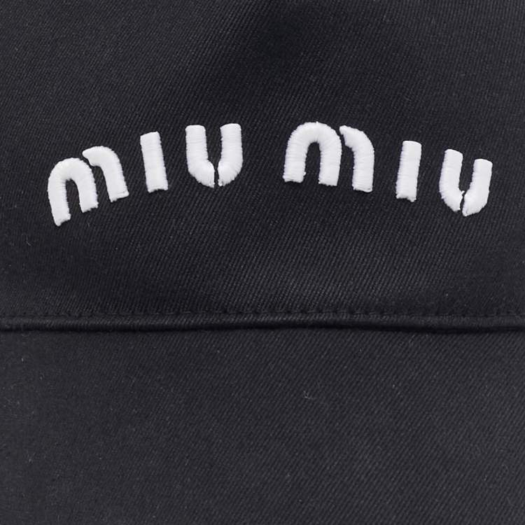 Pre Owned Miu Miu Black Logo Embroidered Cotton Baseball Cap S