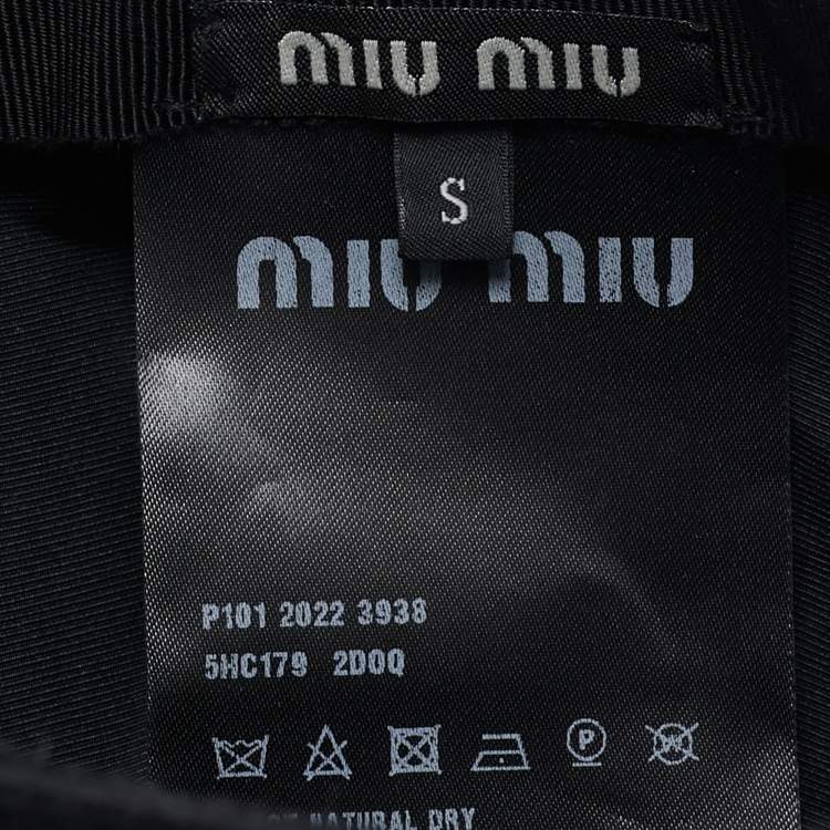 Pre Owned Miu Miu Black Logo Embroidered Cotton Baseball Cap S