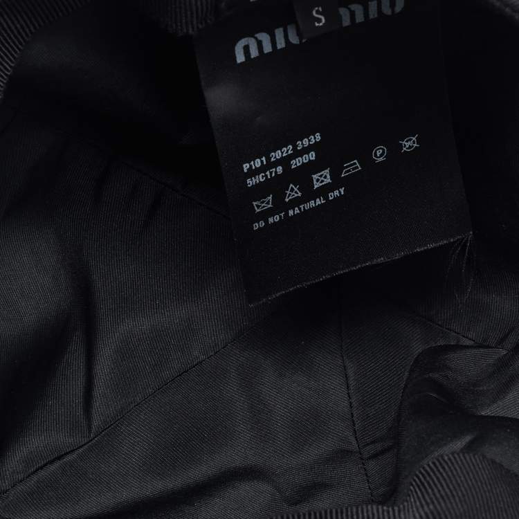 Pre Owned Miu Miu Black Logo Embroidered Cotton Baseball Cap S