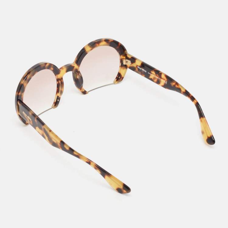 Pre Owned Miu Miu Tortoise Brown Gradient SMU07Q-A Rasoir Half Rim Sunglasses