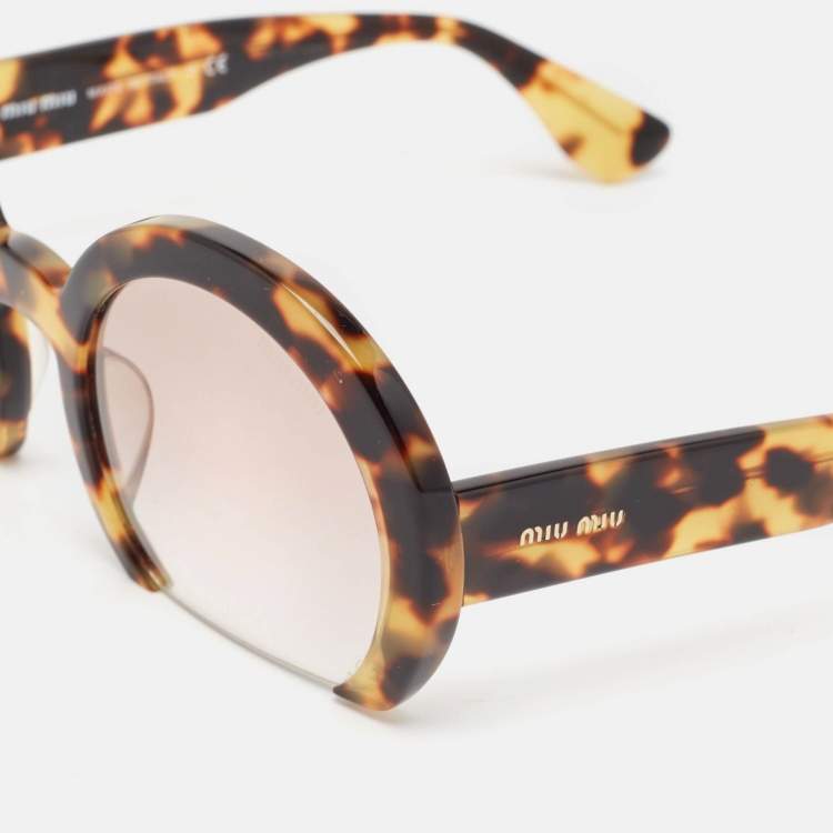 Pre Owned Miu Miu Tortoise Brown Gradient SMU07Q-A Rasoir Half Rim Sunglasses