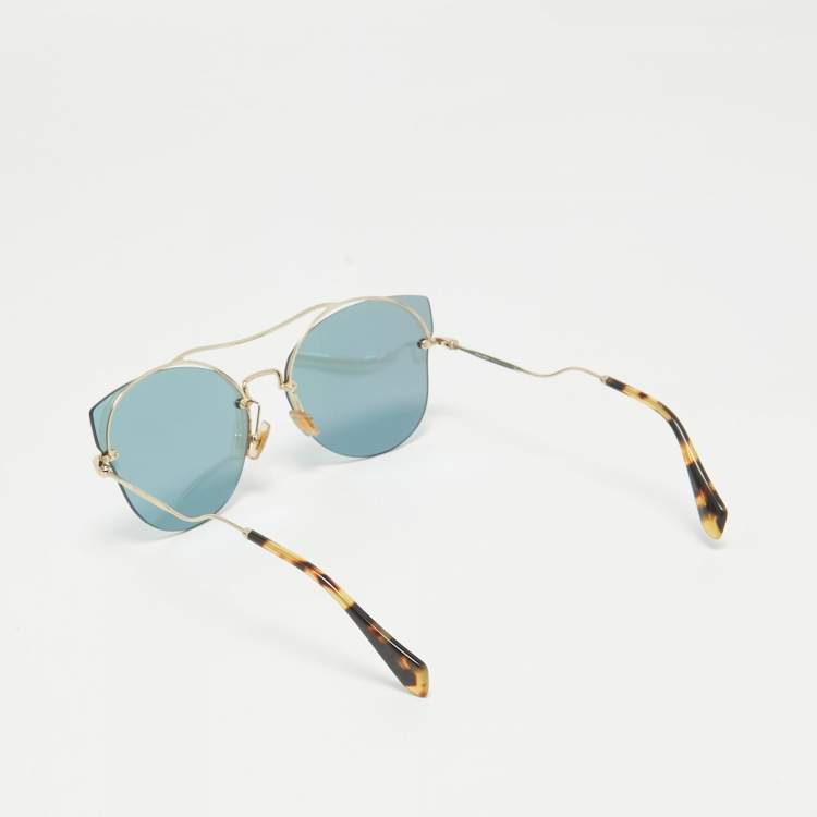 Pre Owned Miu Miu Grey/Gold Mirrored SMU526 Butterfly Sunglasses