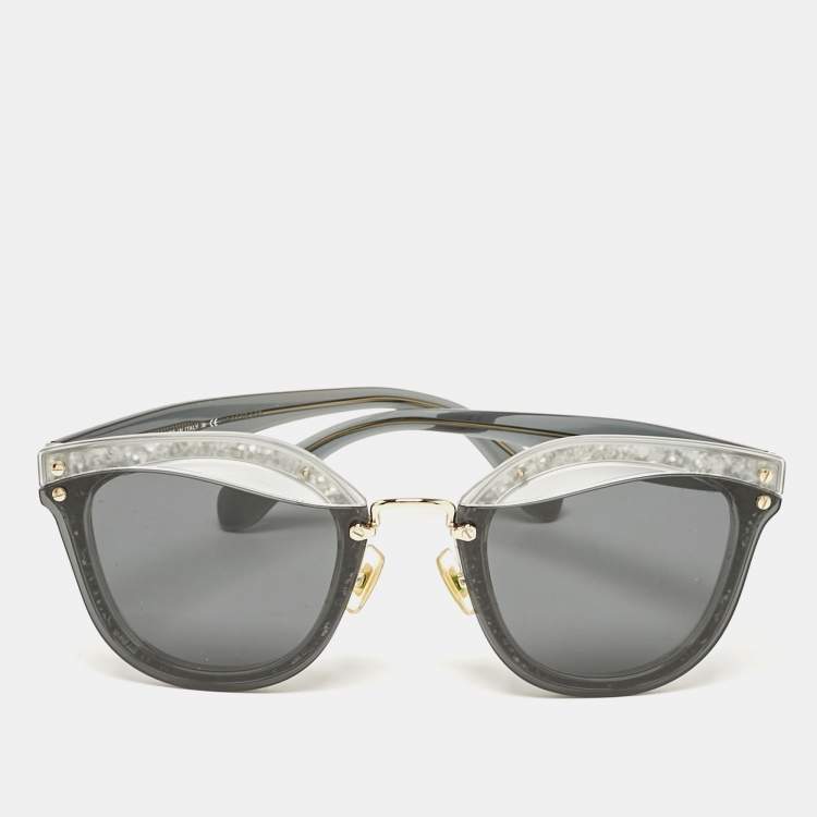 Pre Owned Miu Miu Black/Grey SMU03T Glitter Reveal Cat Eye Sunglasses