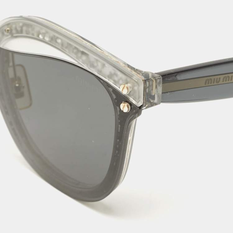 Pre Owned Miu Miu Black/Grey SMU03T Glitter Reveal Cat Eye Sunglasses