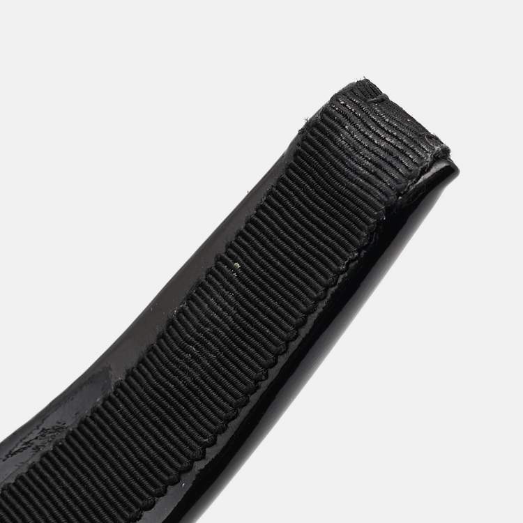 Pre Owned Miu Miu Black Patent Leather Logo Plaque Detail Headband 